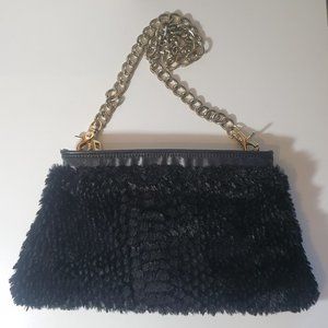 Black Faux Fur Mini Bag Purse